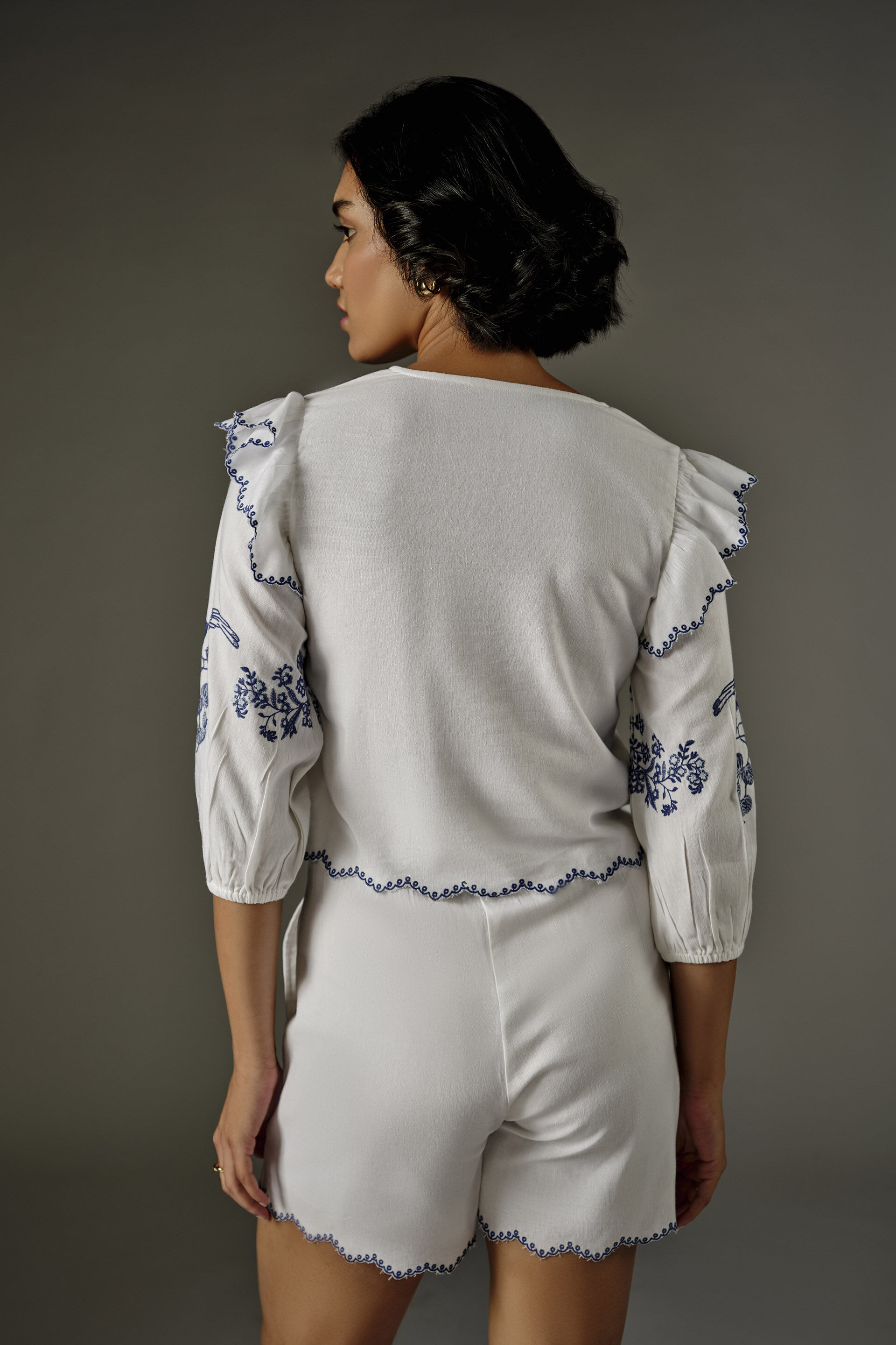 Elegant Embroidered Co-ord in White, White, image 6